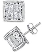 Diamond (1/2 Ct. T.w.) Square-set Stud Earrings In 14k White Gold