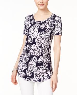 Jm Collection Patchwork Print Tee, Only At Macy's