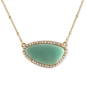 Rachel Rachel Roy Gold-tone Pave & Blue Stone Pendant Necklace
