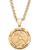 Men's Diamond Accent St. Michael Medallion 24 Pendant Necklace In Yellow Ion-plated Stainless Steel