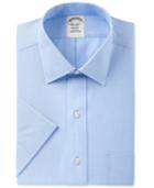 Brooks Brothers Men's Regent Classic/regular Fit Non-iron Short Sleeve Light Blue Solid Dress Shirt