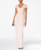 Adrianna Papell Draped Lace Gown