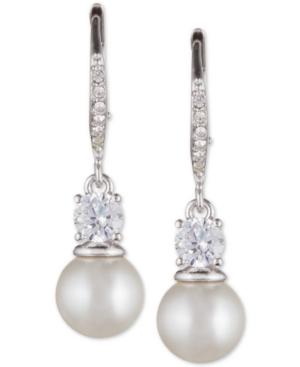 Judith Jack Silver-tone Imitation Pearl And Crystal Drop Earrings