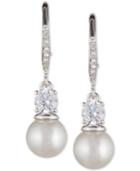 Judith Jack Silver-tone Imitation Pearl And Crystal Drop Earrings