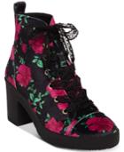 Betsey Johnson Tilde Floral Lace-up Booties Women's Shoes