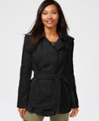 Celebrity Pink Double-breasted Layered-hem Peacoat