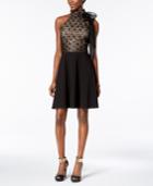 Betsey Johnson Sequined Lace & Scuba Crepe Bow Dress