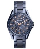 Fossil Women's Riley Blue Stainless Steel Bracelet Watch 38mm