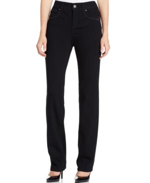 Style & Co Petite Tummy-control Black Wash Straight-leg Jeans, Only At Macy's
