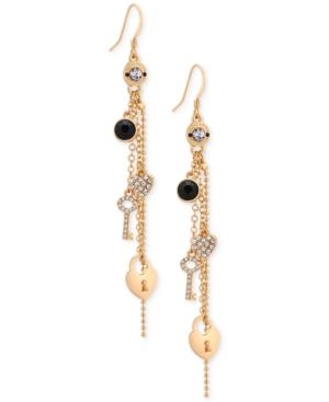 Guess Gold-tone Clear & Jet Crystal Charm Drop Earrings