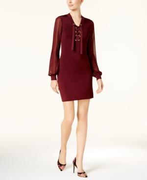 I.n.c. Lace-up Illusion Dress, Created For Macy's