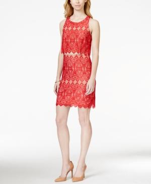 Kensie Go Red Layered Lace Dress