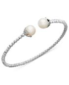 Pearl Bracelet, Sterling Silver Cultured Freshwater Pearl Sparkle Bangle