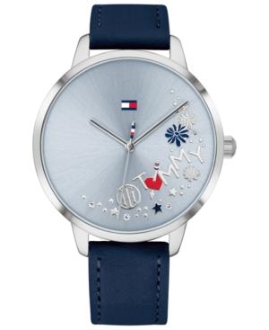 Tommy Hilfiger Women's Blue Leather Strap Watch 38mm, Created For Macy's