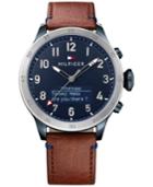 Tommy Hilfiger Men's Analog-digital Brown Leather Strap Smart Watch 46mm 1791300