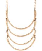 Lucky Brand Gold-tone Curved Bar Multi-row Necklace