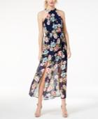 Crystal Doll Juniors' Printed Front-slit Maxi Dress