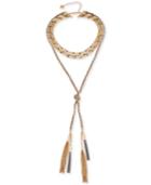 Guess Two-tone Multi-layer & Tassel Faux Leather Necklace
