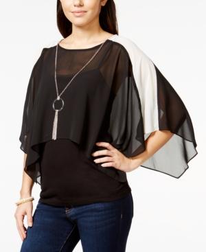 Bcx Juniors' Colorblocked Popover Cami Top With Necklace