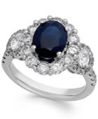 Sapphire (2-1/10 Ct. T.w.) And Diamond (1-1/4 Ct. T.w.) Oval Ring In 14k White Gold