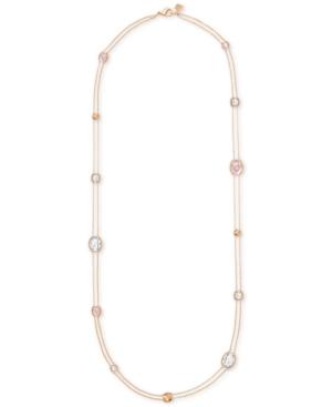 Swarovski Rose Gold-tone Pink & Clear Crystal Double Strand Necklace