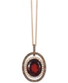 Le Vian Chocolatier Garnet (5-1/2 Ct. T.w.) And Diamond (2/3 Ct. T.w.) Pendant Necklace In 14k Rose Gold, Only At Macy's
