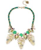 Betsey Johnson Gold-tone Multi-stone Flower & Leaf Ribbon-laced Statement Necklace, 15-1/2 + 3 Extender
