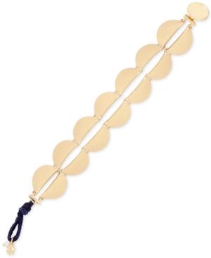 Lucky Brand Gold-tone Polished Link & Leather Bracelet