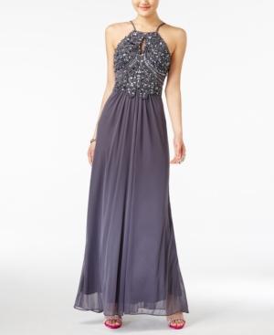 Blondie Nites Juniors' Beaded Keyhole Gown