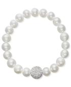 Cultured Freshwater Pearl (8-9mm) And Crystal Bead Bracelet
