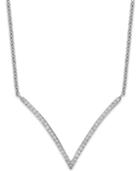 Wrapped Diamond V-necklace In 10k White Gold (1/6 Ct. T.w.)