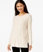 Jeanne Pierre Cable-knit Pocketed Tunic Sweater