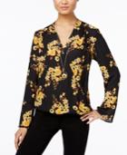 Inc International Concepts Petite Printed Surplice Blouse, Only At Macy's