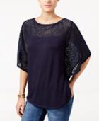 Style & Co Lace-trim Poncho Top, Only At Macy's