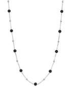 Charter Club Silver-tone Black Channel Long Necklace