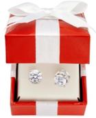 Diamond Spiral Bezel Stud Earrings In 14k White Gold (2 Ct. T.w.)