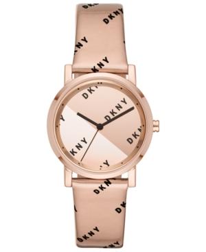 Dkny Women's Soho Rose Gold-tone Leather Strap Watch 34mm