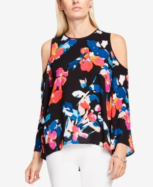 Vince Camuto Floral-print Cold-shoulder Top