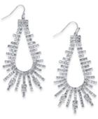 Thalia Sodi Extra Large Silver-tone Crystal Bar Open Drop Earrings, 2.75, Created For Macy's