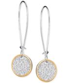 Swarovski Two-tone Glittery Disc Drop Earrings
