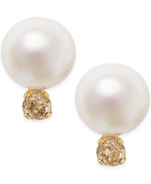 Cultured Freshwater Pearl (7mm) And Diamond (1/4 Ct. T.w.) In 14k Gold