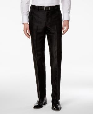 Tallia Men's Slim-fit Black Tonal Medallion Dress Pants
