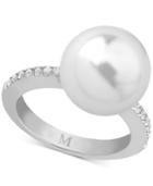 Marjorica Sterling Silver Imitation Pearl & Cubic Zirconia Statement Ring