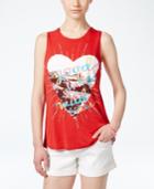 Belle Du Jour Juniors' Good Vibes Split-back Graphic Tank