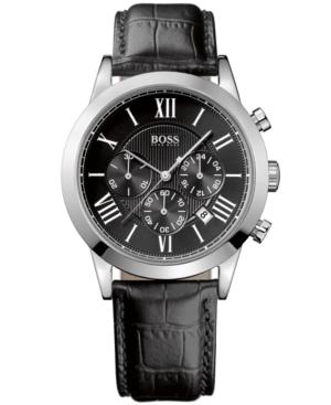 Hugo Boss Watch, Men's Chronograph Black Croc Embossed Leather Strap 1512574