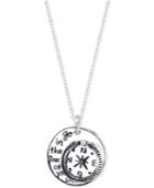 Unwritten Compass Pendant Necklace In Sterling Silver