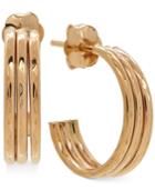 Triple Band Hoop Earrings In 10k Gold