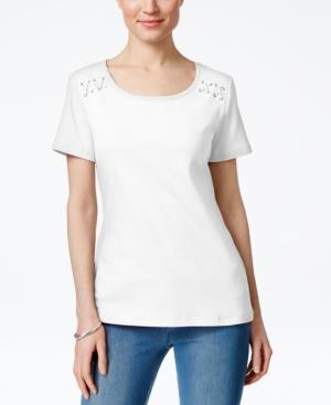 Karen Scott Lace-up Detail T-shirt, Only At Macy's