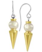 Majorica Two-tone Imitation Pearl Spike Drop Earrings