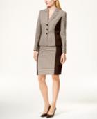 Tahari Asl Houndstooth Color-block Skirt Suit
